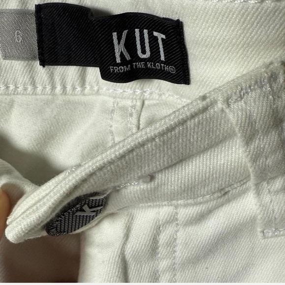 KUT from the Kloth White Raw Hem Skinny Jeans Size 6 Stretch HighRise Distressed - Picture 2 of 4